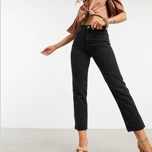ASOS DESIGN high rise stretch ‘effortless’ crop kick flare jeans in black